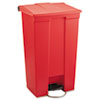 Indoor Utility Step-On Waste Container, Rectangular, Plastic, 23gal, Red
