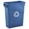 Slim Jim Recycling With Handles, Rectangular, Plastic, 15.875 Gal, Blue