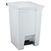 Indoor Utility Step-On Waste Container, Square, Plastic, 12gal, White