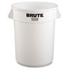 Round Brute Container, Plastic, 32 gal, White