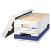 STOR/FILE Storage Box, Legal, Locking Lid, White/Blue, 4/Carton