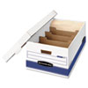 STOR/FILE Extra Strength Storage Box, Legal, Locking Lid, White/Blue, 12/Carton