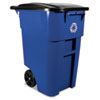 Brute Recycling Rollout Container, Square, 50gal, Blue