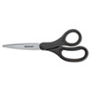 KleenEarth Basic Plastic Handle Scissors, 8" Long, Pointed, Black, 3/Pack