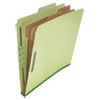 Six--Section Pressboard Classification Folders, 2 Dividers, Letter Size, Green, 10/Box