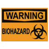 OSHA Safety Signs, WARNING BIOHAZARD, Orange/Black, 10 x 14