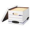 STOR/FILE Storage Box, Letter/Legal, Lift-off Lid, White/Blue, 4/Carton