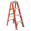 Fiberglass Heavy Duty Step Ladder, 50", Orange, 3 Steps