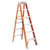 Fiberglass Heavy Duty Step Ladder, 73.59", Orange, 5 Steps