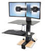 WorkFit-S Sit-Stand Workstation w/Worksurface, Dual LCD Monitors, Aluminum/Black