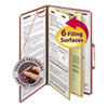 Pressboard Classification Folders w/ Self Tab, Legal, Six-Section, Red, 10/Box