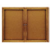 Enclosed Bulletin Board, Natural Cork/Fiberboard, 48 x 36, Oak Frame