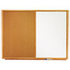 Bulletin/Dry-Erase Board, Melamine/Cork, 48 x 36, White/Brown, Oak Finish Frame