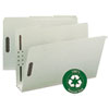 Recycled Pressboard Fastener Folders, Legal, 3" Expansion, Gray/Green, 25/Box