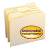 Antimicrobial One-Ply File Folders, 1/3 Cut Top Tab, Letter, Manila, 100/Box