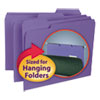 Interior File Folders, 1/3 Cut Top Tab, Letter, Purple, 100/Box