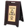 Rubbermaid(R) Commercial Executive 2-Sided Multi-Lingual Wooden Caution Sign