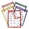 Reusable Dry Erase Pockets, Open on 2 Sides, 9 x 12, Asst. Primary Colors, 25/PK