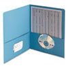 Two-Pocket Folder, Embossed Leather Grain Heavy Paper, Blue, 25/Box