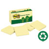 Greener Notes Recycled Note Pads, 3 x 3, Canary Yellow, 100-Sheet, 12/PK