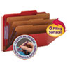 3" Expansion Folders with 2/5 Cut Tab, Legal, Eight-Section, Bright Red, 10/Box