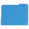 Reinforced Top-Tab File Folders, 1/3-Cut Tabs: Assorted, Letter Size, 1" Expansion, Blue, 100/Box