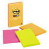 Notes Super Sticky, Pads in Rio de Janeiro Colors, Lined, 4 x 6, 90-Sheet, 3/PK