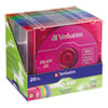 CD-RW Discs, 700MB/80min, 4X, Slim Jewel Case, Assorted Colors, 20/Pack