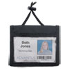 ID Badge Holder w/Convention Neck Pouch, Horizontal, 4 x 2 1/4, Black, 12/Pack