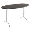 ARC Sit-to-Stand Tables, Oval Top, 36w x 72d x 42h, Gray Walnut/Silver