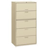 500 Series Five-Drawer Lateral File, 36w x 19-1/4d x 67h, Putty