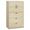 600 Series Five-Drawer Lateral File, 42w x 19-1/4d, Putty