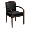VL850 Series Wood Guest Chair, Black Leather Upholstery w/Mahogany Veneer