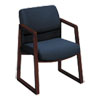 2400 Series Guest Arm Chair, Mahogany Finish, Blue Fabric