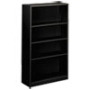 Metal Bookcase, Four-Shelf, 34-1/2w x 12-5/8d x 59h, Black