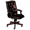 6540 Series Executive High-Back Swivel Chair, Mahogany/Oxblood Vinyl Upholstery