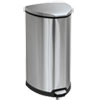 Step-On Waste Receptacle, Triangular, Stainless Steel, 10gal, Chrome/Black
