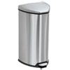 Step-On Waste Receptacle, Triangular, Stainless Steel, 7gal, Chrome/Black