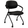 Floating Back Nesting Chair, Casters, Fixed Arms, Black