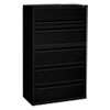 700 Series Five-Drawer Lateral File w/Roll-Out & Posting Shelves, 42w, Black