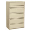 700 Series Five-Drawer Lateral File w/Roll-Out, 42w, Putty