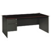 38000 Series Left Pedestal Desk, 72w x 36d x 29-1/2h, Mahogany/Charcoal