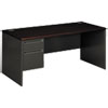 38000 Series Left Pedestal Desk, 66w x 30d x 29-1/2h, Mahogany/Charcoal