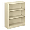Metal Bookcase, Three-Shelf, 34-1/2w x 12-5/8d x 41h, Putty