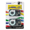 Tape Cassettes for KL Label Makers, 12mm x 26ft, Black on White, 2/Pack