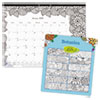 Blueline(R) Monthly Desk Pad Calendar with Coloring Pages