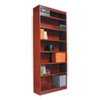 Square Corner Wood Bookcase, Six-Shelf, 35.63"w x 11.81"d x 71.73"h, Medium Cherry
