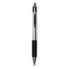 Comfort Grip Ballpoint Pen, Retractable, Medium 1 mm, Black Ink, Silver Barrel, Dozen
