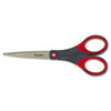 Precision Scissors, Pointed, 7" Length, 2-1/2" Cut, Gray/Red