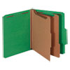Bright Colored Pressboard Classification Folders, 2 Dividers, Letter Size, Emerald Green, 10/Box